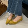 Fashion Female Low Heel Footwear Pumps Ladies Shallow Shoes Fashion Flock Pointed Toe Elegant Women Heeled Slides Shoes