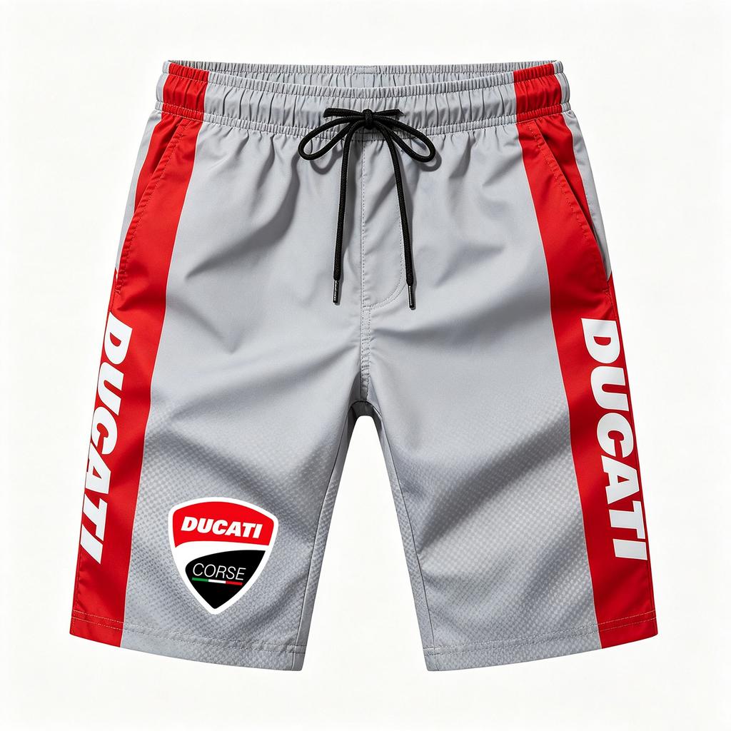 Ducati Pánské rychleschnoucí plavky Racing 3D Print, Plážové boardshorty se stahovací šňůrkou v pase pro letní sporty a volný čas