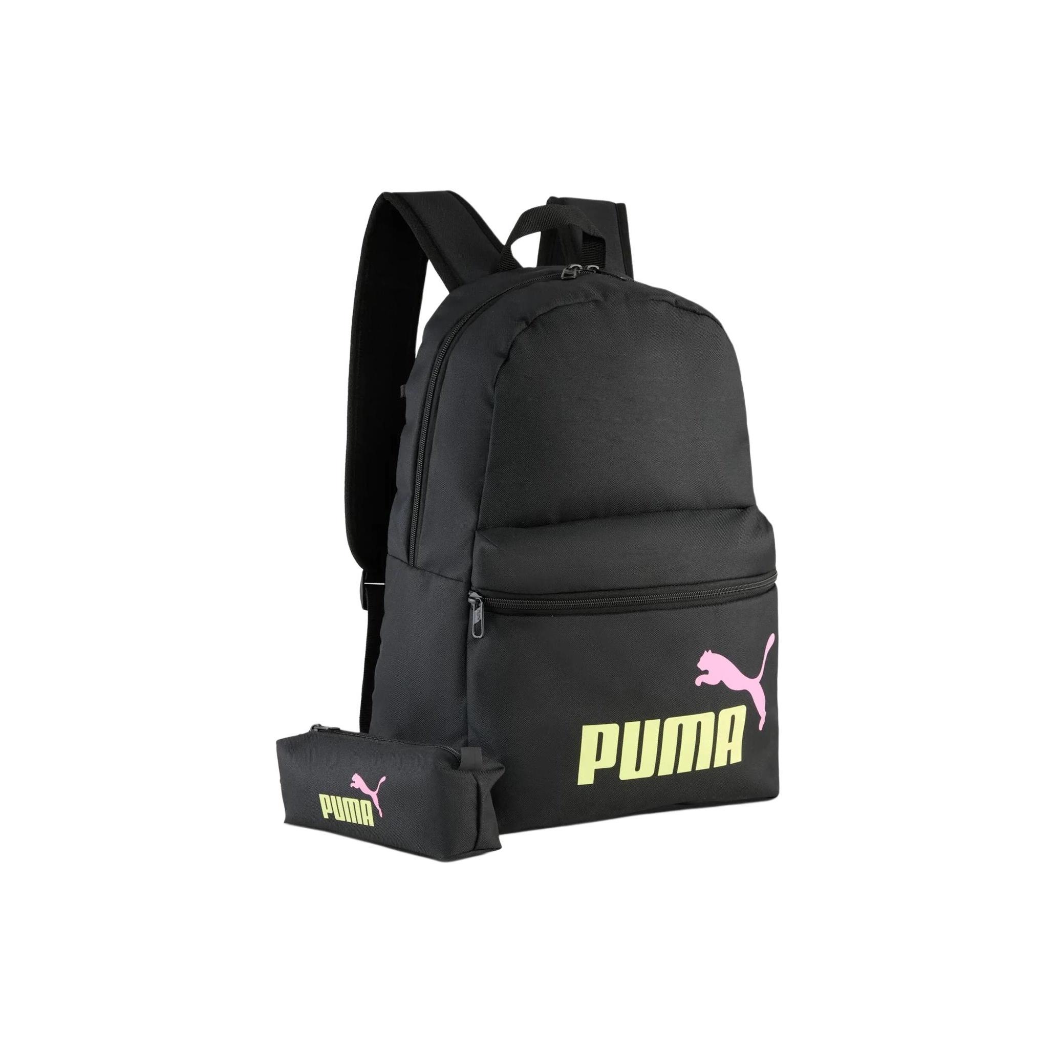 Puma Letter Logo Zipper Closure Polyester Backpack Unisex backpack Black 091191-04 Black