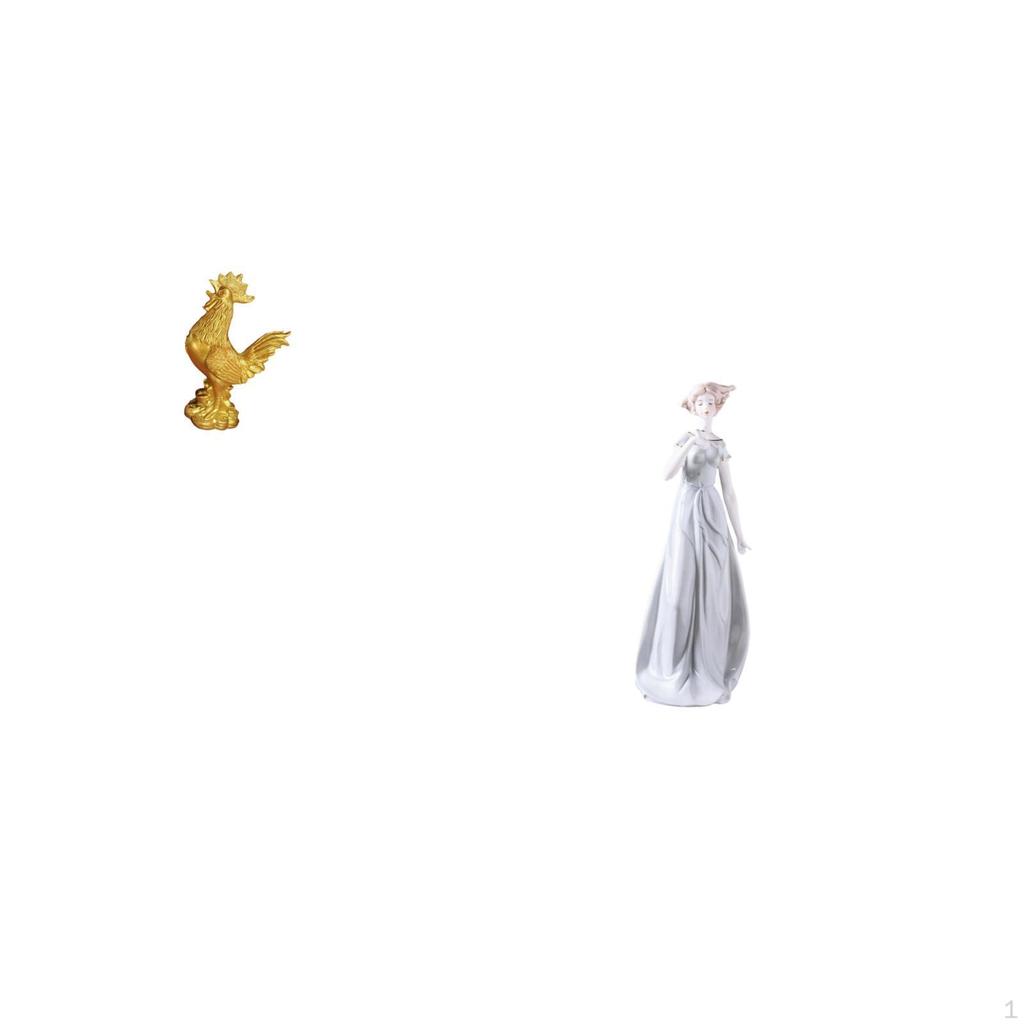 Ceramic Lady Figurine Porcelain Chicken Girl Statue Feng Shui Home Decor Modern Nordic Sculpture for