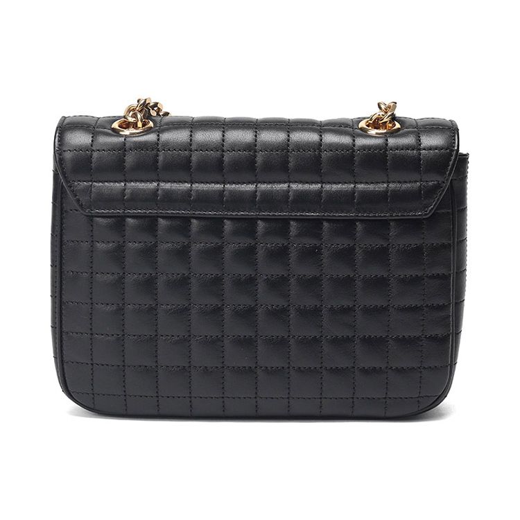 Celine Quilted Leather Chain Shoulder Bag Women Shoulder Bag Black 188403BFC-38NO