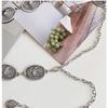 Vintage Y2K Punk Corset Waistband Silver Chain Belt with Sun Bull Coins Design Fashionable Designer Accessory for Women