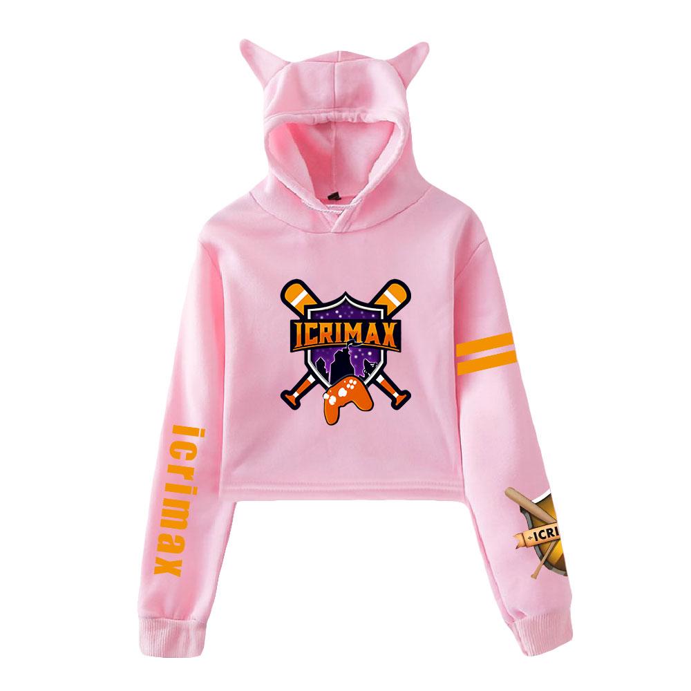 Short Hoodies Women Icrimax Printed Lady Sweatshirt Tracksuit Long Sleeve Female Cropped Top Fashion Korean Clothes Harajuku