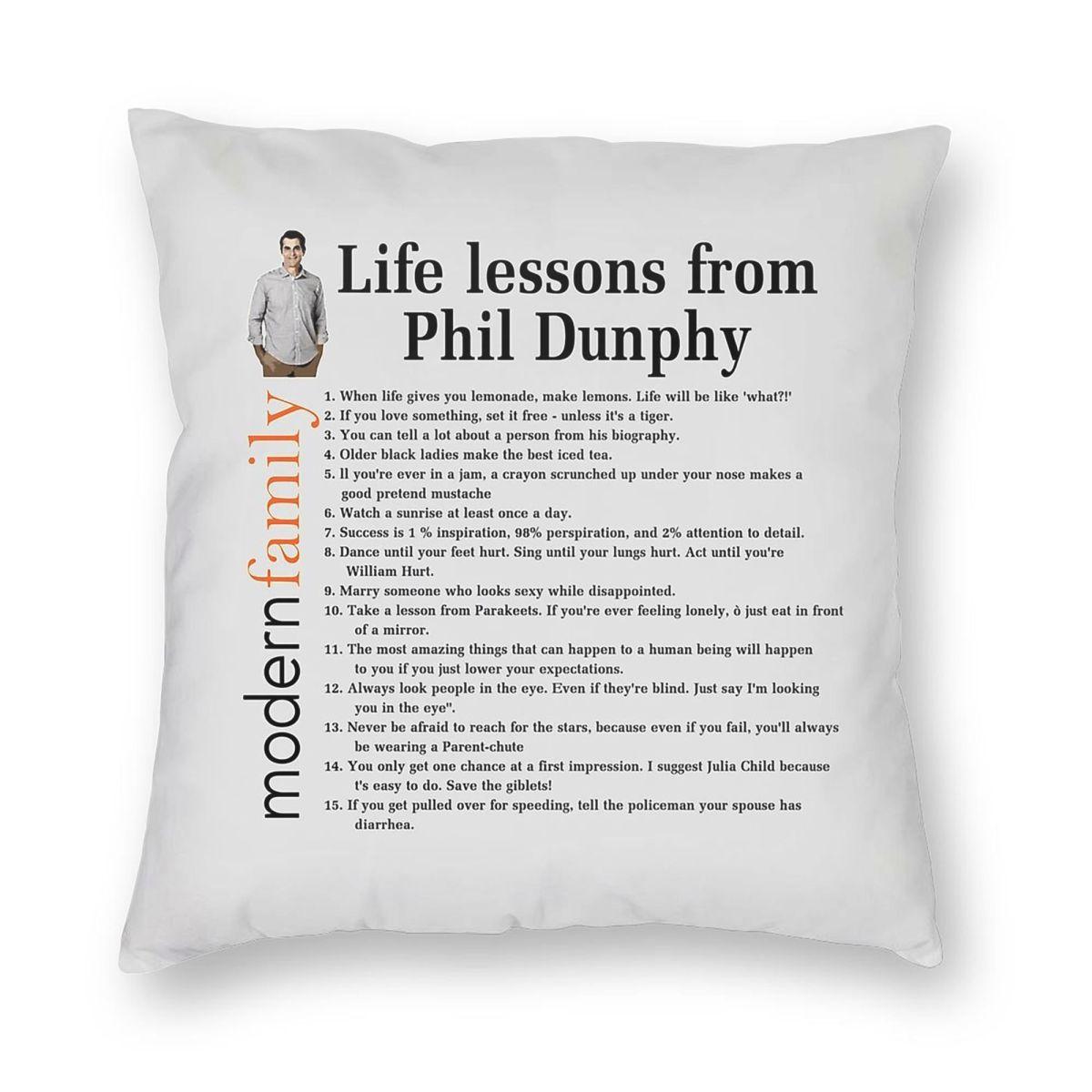 

Life Lessons Phil Dunphy Modern Family Pillowcase Polyester Linen Velvet Creative Zip Decor Pillow Case Sofa Seater Cushion Case 12x12Inch