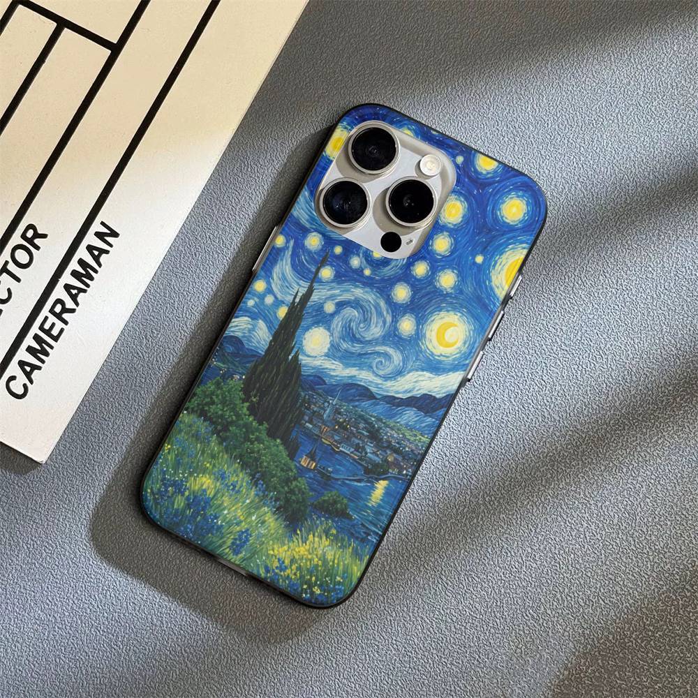 Art Vincent Van Gogh Phone Case For iPhone 16 15 17 Pro 11 12 13 14 Pro Max Plus Soft Ripple Silicone Cover Shell