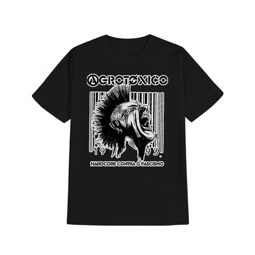 Men's Vintage Graphic T-Shirt Short Sleeve Hardcore Punk Style Print 1989 Design Casual Summer Tee Perfect Gift Men