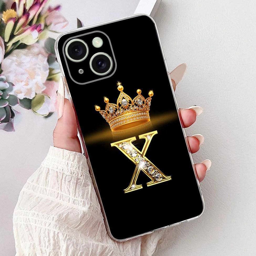 

6.1 For iPhone 15 Case Clear Luxury A-Z Letter 2D Painted Soft TPU Back Cover For iPhone 15 Phone Case A3090 A2846 A3089 A3092 iPhone 15