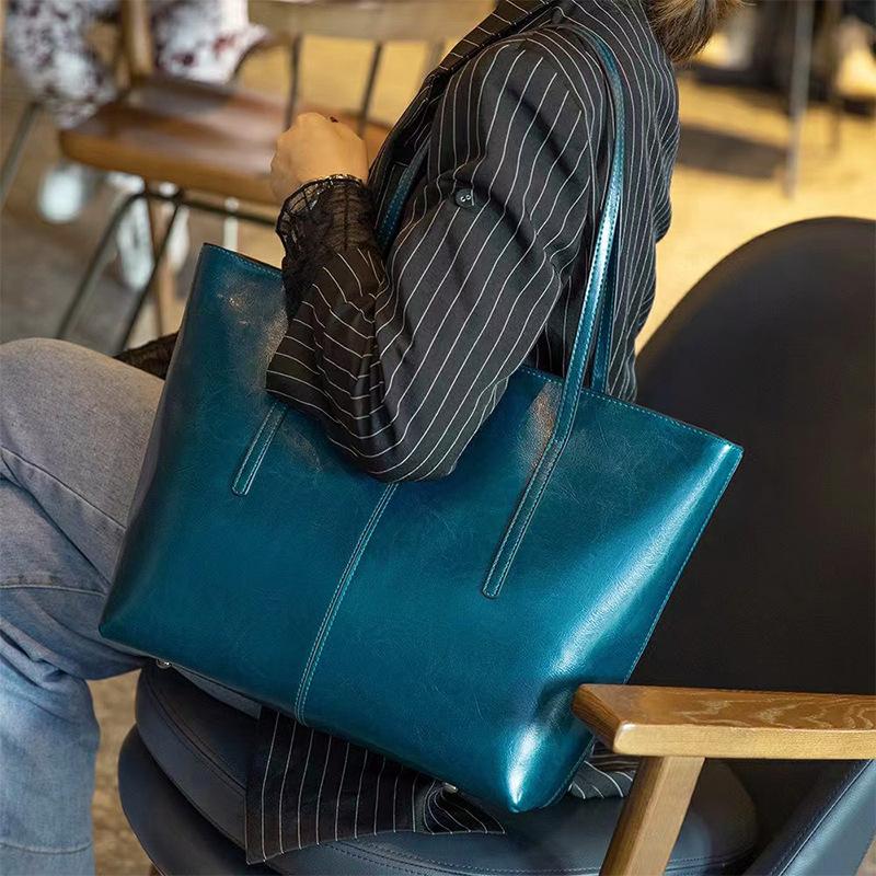 Burminsa Cowhide Genuine Leather Large Tote Bags For Women 2026 Luxury Designer Commuter Shoulder Bags Shopper Ladies Handbags