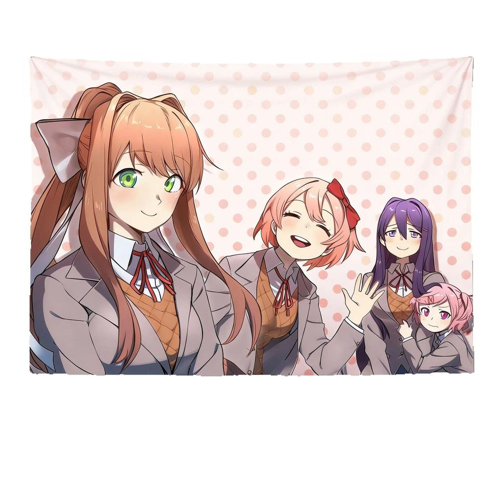 VIKAMA Heartbeat Literature Club Tapestry Home Bedroom Decoration Gift for Anime Fans And Friends Kawaii Anime Cute Anime Campus