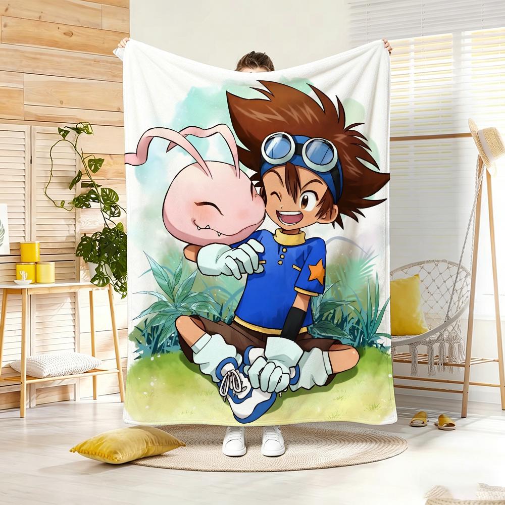 Anime D-Digimon AdventureS Throw Lightweight 240g Flannel Blanket Soft Skin-friendly for Summer Cooling