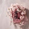 Faux Flower Skull Wall Vase in Pink, Halloween Wall Accent for Alternative Home Styling, Single Piece Room Display for Indoor Wa