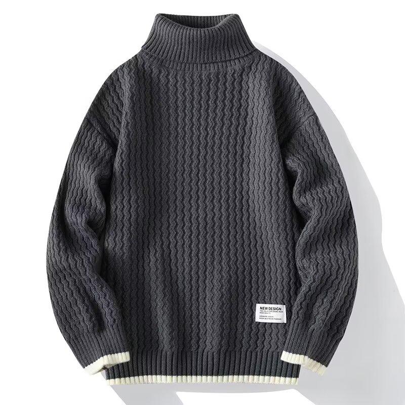 Men's Autumn/Winter Thick Knit Half-High Collar Sweater - Trendy Teen Pullover Warm Student Base Layer Knitwear