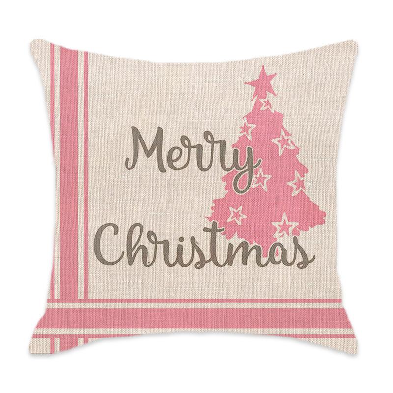 New Pink Christmas Pillow Cover Home Bedroom Sofa Lumbar Cushion Santa Claus Letter Pillow Cover