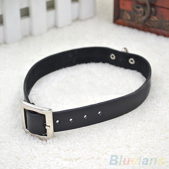 Gothic Punk Circle Choker Collar Necklace Faux Leather Short Chain Neck Ring