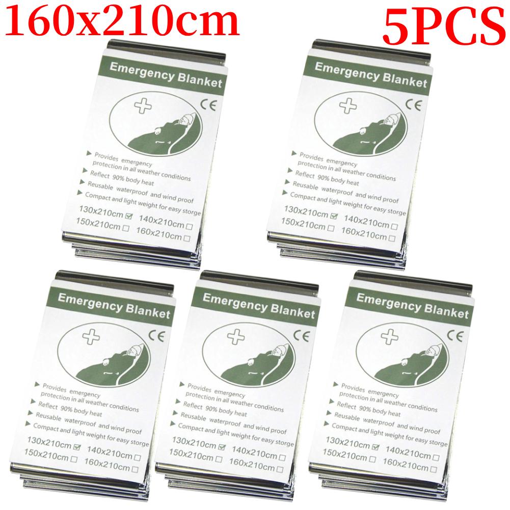 Emergency Thermal Poncho Blanket Lightweight Folding Water Resistant Windproof Sunshade Reusable First Aid Camping Mat Pad Cover