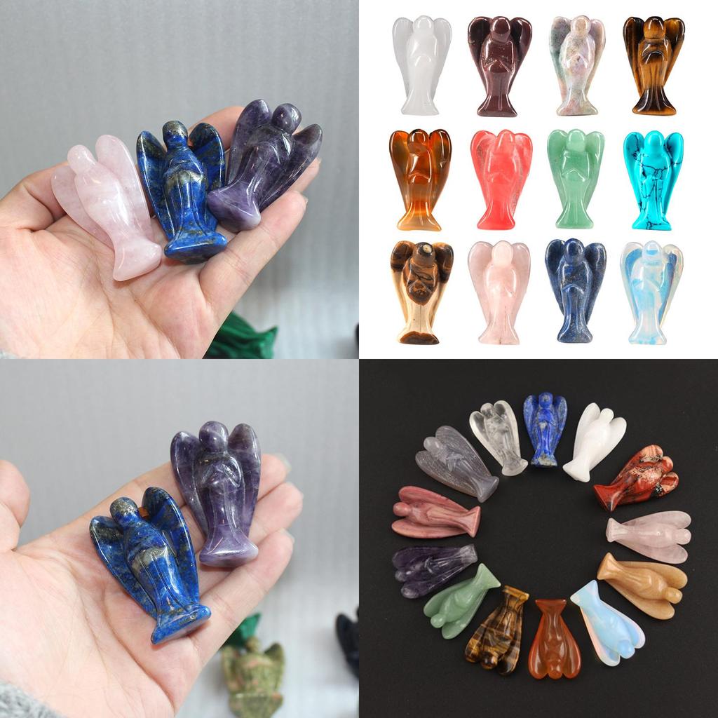 Exquisite Natural Gemstone Healing Crystal Carved Pocket Guardian Angel For Home Decor Gift