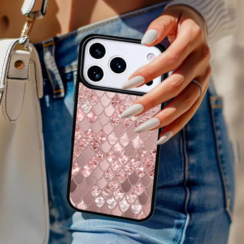 Gold Rose Glitter Pink Love pattern Phone Case For iPhone 17 Air 14 15 13 12 Max Cover For Apple 14 15 16 16e 11 Pro Max Plus