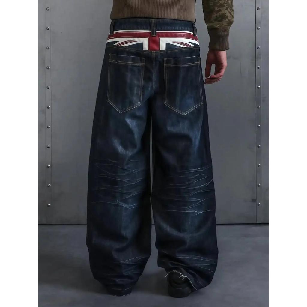 DRIPX Pantaloni di Jeans Baggy Classici Lavati a Vita Alta per Uomo e Donna Jeans a Gamba Dritta Minimalisti per il Lavoro e per Vestirsi