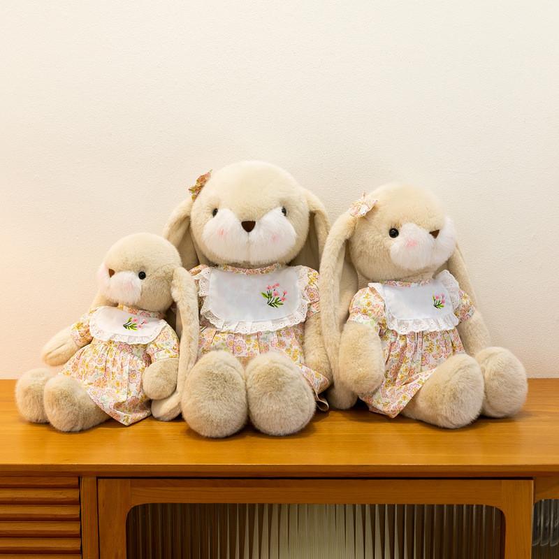 Peluche di Coniglio Più Carino con Vestito a Fiori e Decorazione a Fiocco per Bambini e Adulti