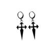 Boucles d'oreilles tendance rétro avec pendentif croix en alliage finition émail dégoulinant - Manchettes d'oreille hip-hop à la mode.