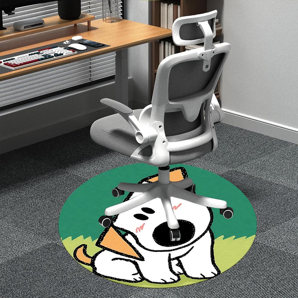 

1pc Puppy Pet Office Round Area Rug, Indoor Mat Suitable ForOffice, Under Office Chairs Bedroom Living Room Home Decor, Room Deco q144 80cm by 80cm
