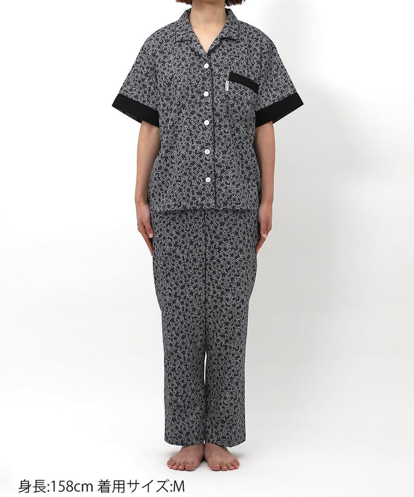 Wacoal RELAX SLEEP Sleep Science Short Long Cotton Satin Science x YDT105 BL M & Pajamas, 5/8 Sleeve, Sleeve, Pants, 100% (Main Body), [Sleep