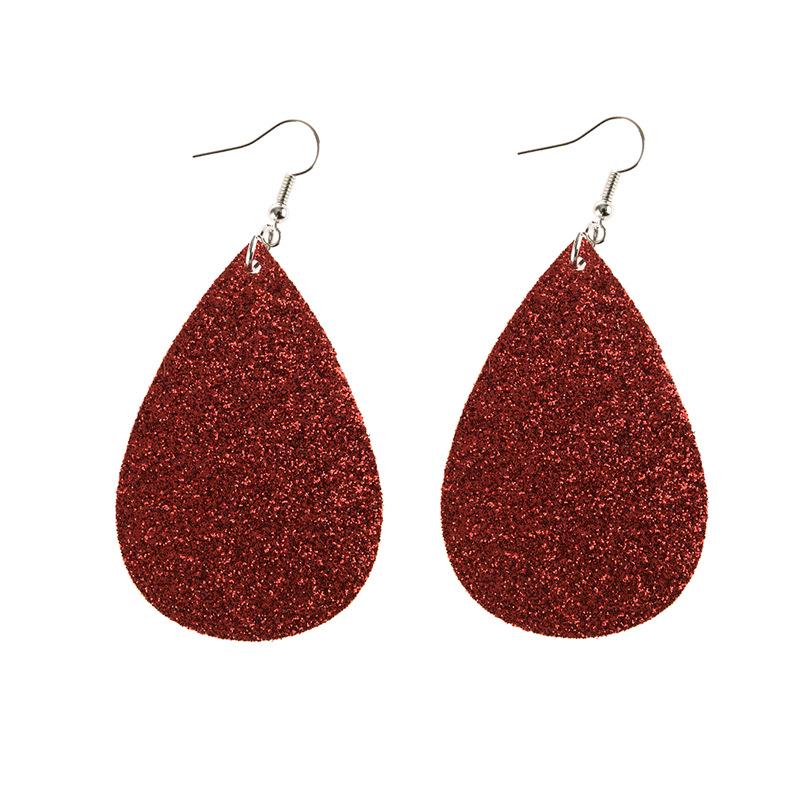 Cross-border Christmas Tree Double-sided PU Leather Teardrop Earrings