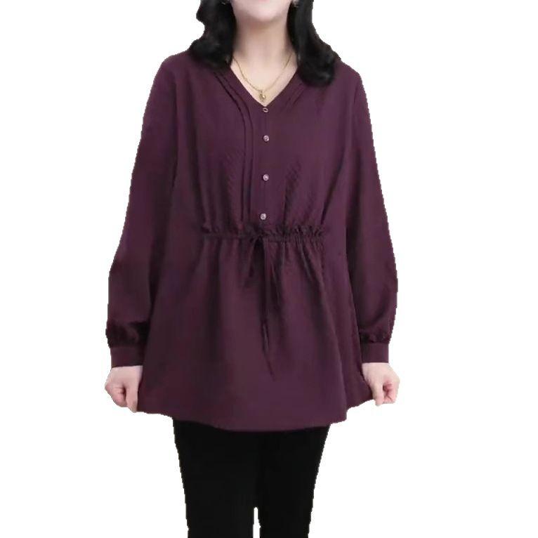 2025 Spring Plus Size Loose Long Sleeve Slimming Top for Women