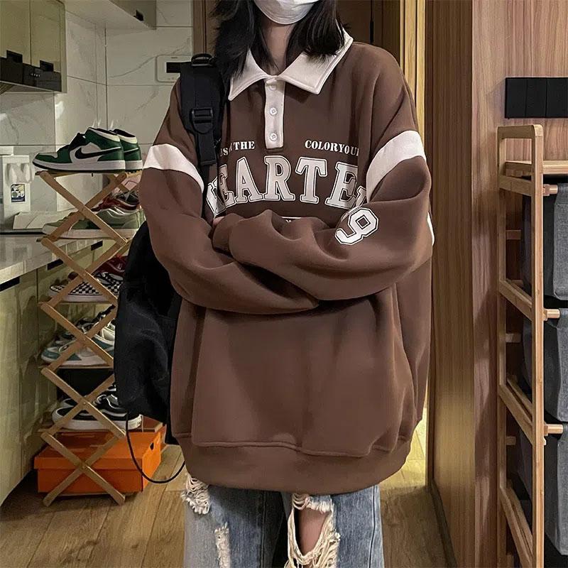 

Толстовка без капюшона большого размера, женская повседневная куртка в стиле ретро с длинным рукавом, свободный удобный топ L белый