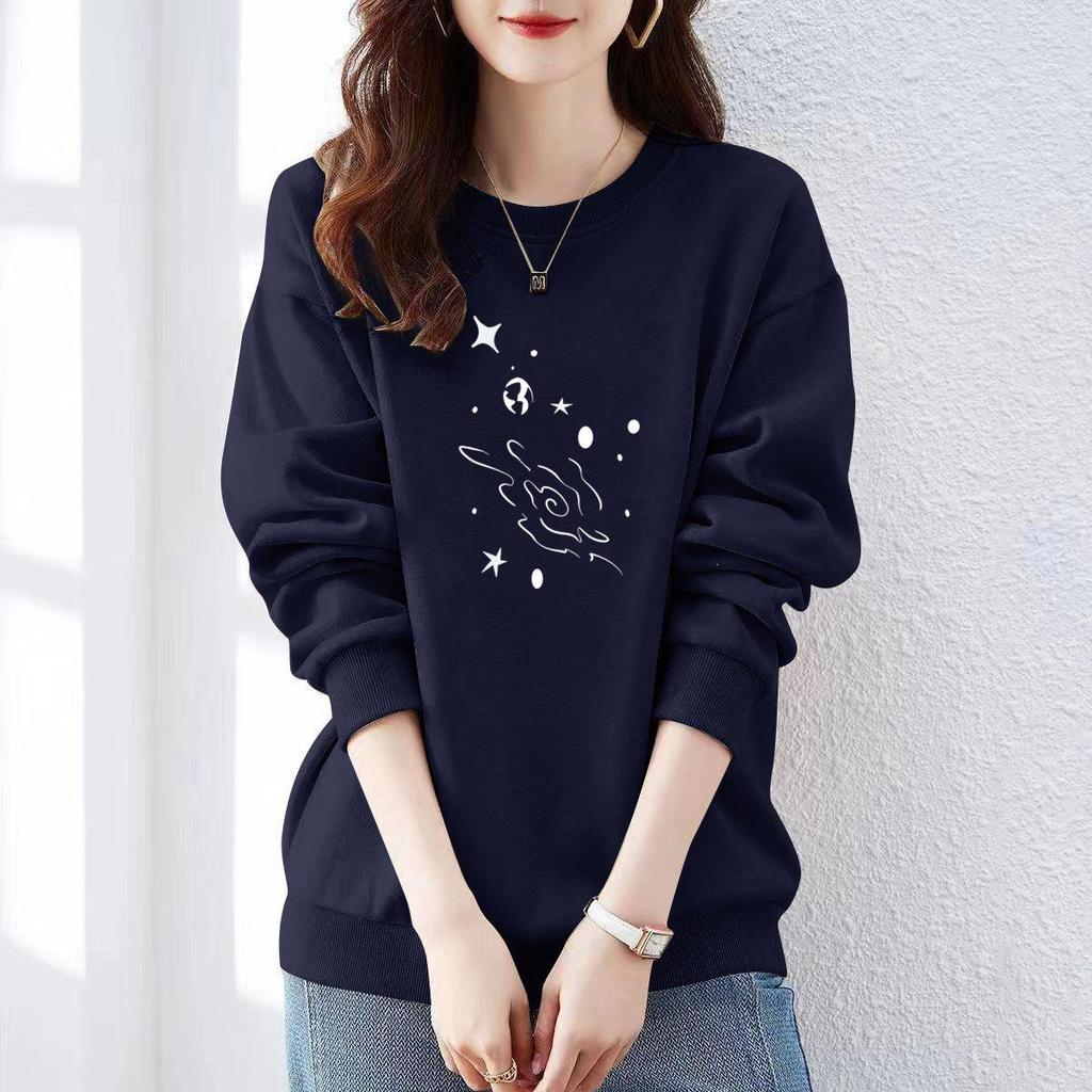 Jimo Women's Authentic Thin Hoodie - Autumn/Winter, Loose Fit, Velvet Lined, Pure Cotton, Round Neck, Trendy