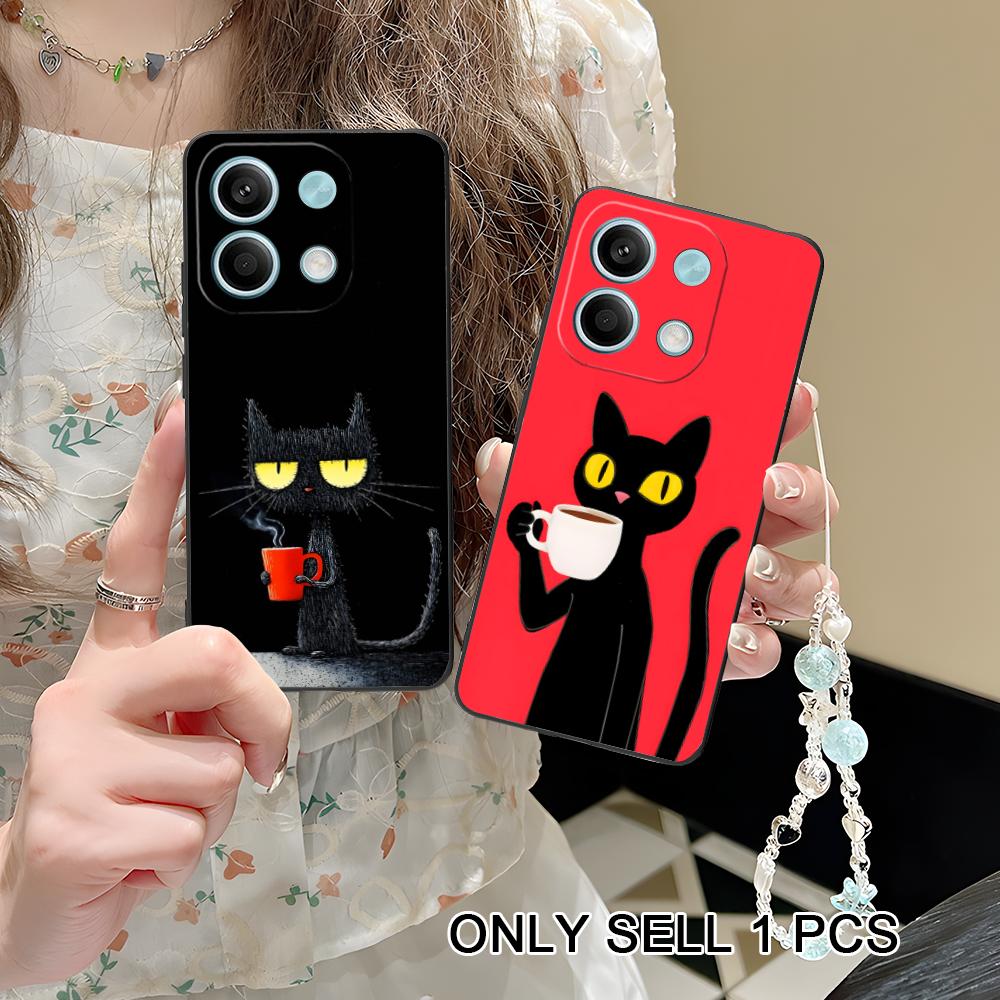 Cute Coffee Cat Matte TPU Mobile Phone Case for POCO M7 M6 M5 M4 M3 X7 X6 X5 X4 X3 Pro GT 5G Colorful Printing Cover