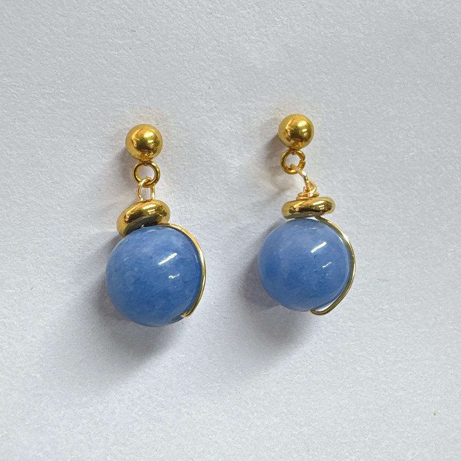 Summer Beach Jewelry Dainty Layering Choker Chunky Gemstone Genuine Aquamarine Beaded Necklace with Gold Toggle Clasp