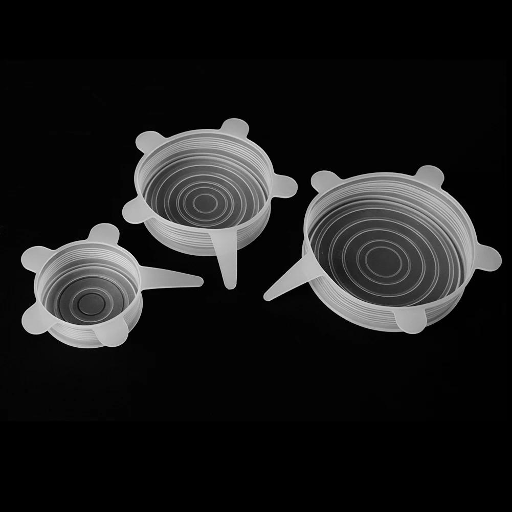 1-10Pcs Silicone Cover Stretch Lids Reusable Food Wrap Covers Keeping Fresh Seal Bowl Stretch Wrap Cover Kitchen Cookware