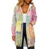 Women's Fashionable Printed  Long Sleeved Drawstring Hooded Zipper Pocket Long Casual Sweatshirt Jacket