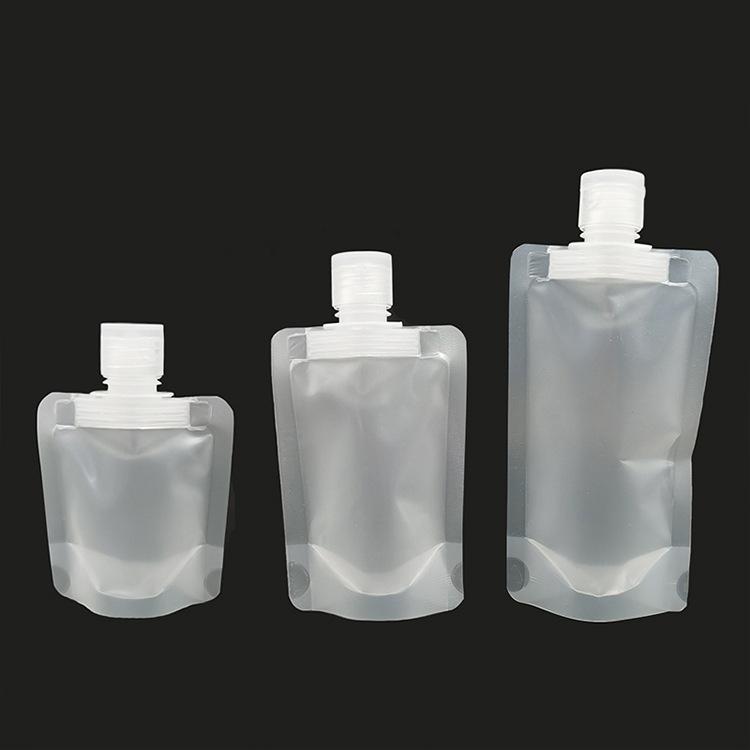 10pcs 30/50/100ml Transparent Clamshell Packaging Bag Plastic Stand Up Spout Pouch Portable Travel Fluid Makeup Packing Bag
