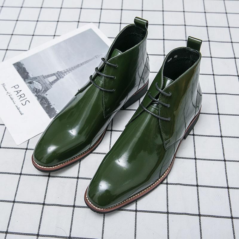 New Autumn Hairstylist High Top Pointed Casual Leather Shoes British Boots Shoes Leather Boots