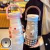 Tecknad Söt Barn Termosflaska 316 Rostfritt Stål Sugrör Vattenflaska Bärbar Dubbel Drickande Termisk Vattenkopp för Studenter