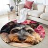 Schnauzer and Roses Pattern Round rug,Carpet Rug for Living Room Bedroom Playroom ,Non-slip Floor Mat,Holiday Gifts and Birthday Gifts.