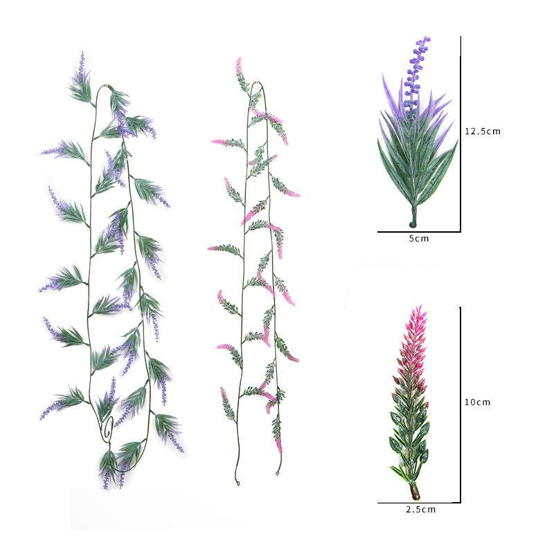 Artificial Lavender, Fake Plant, Vine, Hanging Wedding Background, Arched Wall, Outdoor Decoration Plastic Flowers
