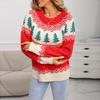Jacquard Women's Christmas Tree Pullover Knitted Christmas Sweater Casual Loose Long-sleeved Top