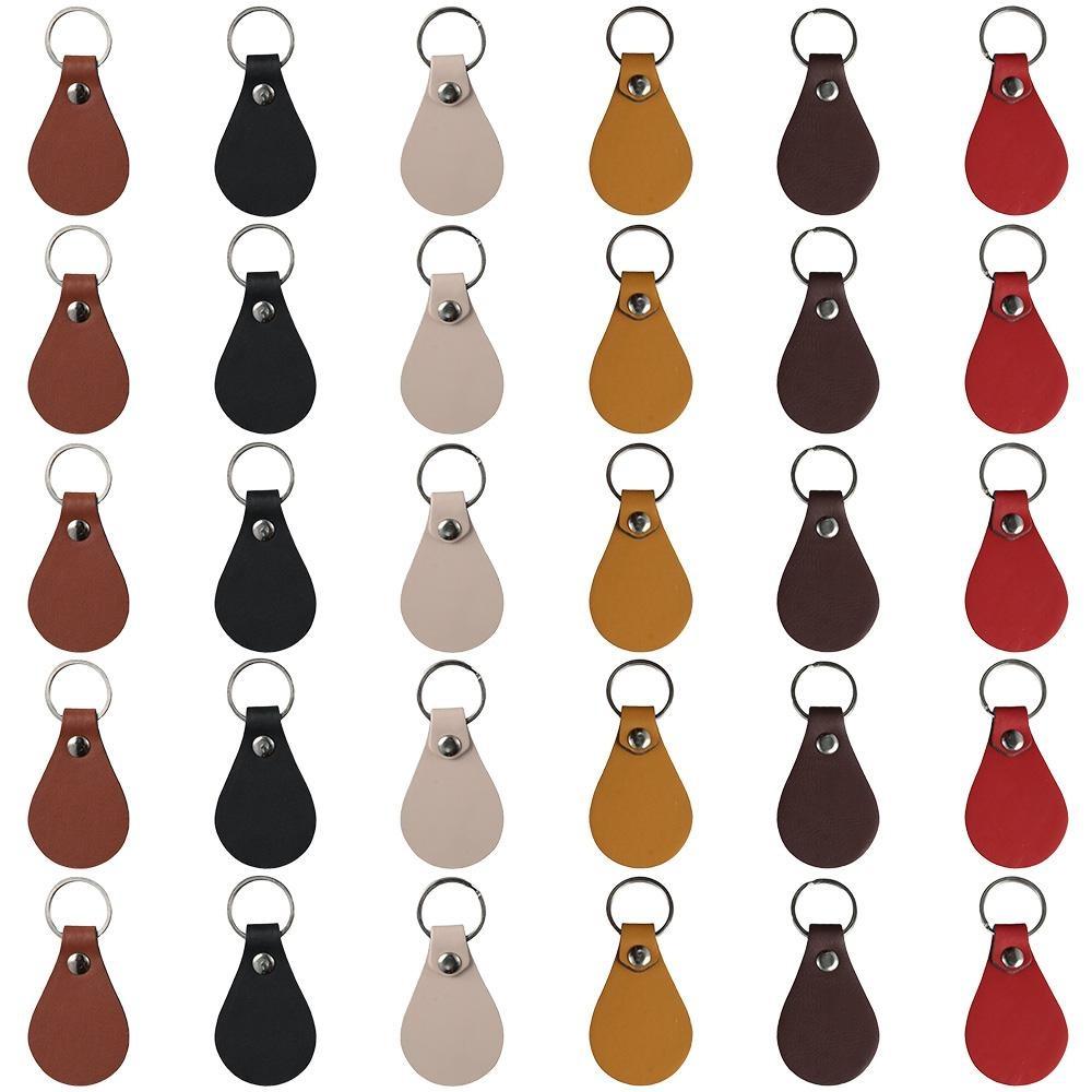 

30 Pcs Engraving 6 Color Leather Key Fob Kit DIY Craft Rivets Keychain