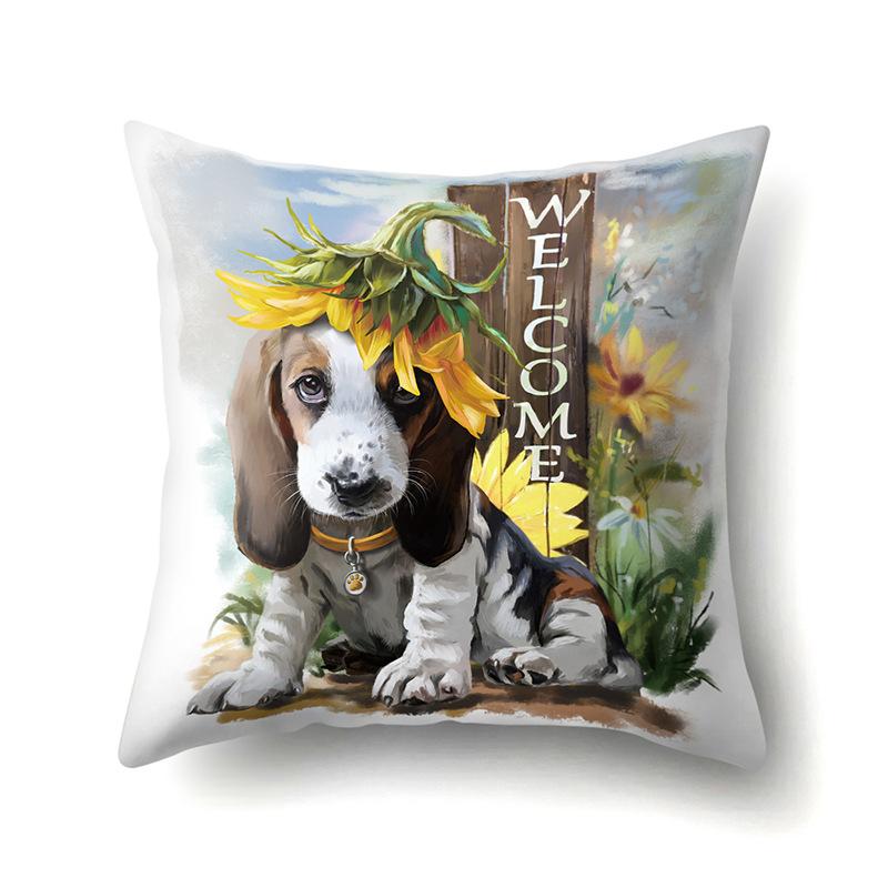 Oil Painting Animal Single-sided Polyester Pillowcase Home Living Room Soft Decoration Sofa Cushion Cover Bedroom Bed Pillowcase