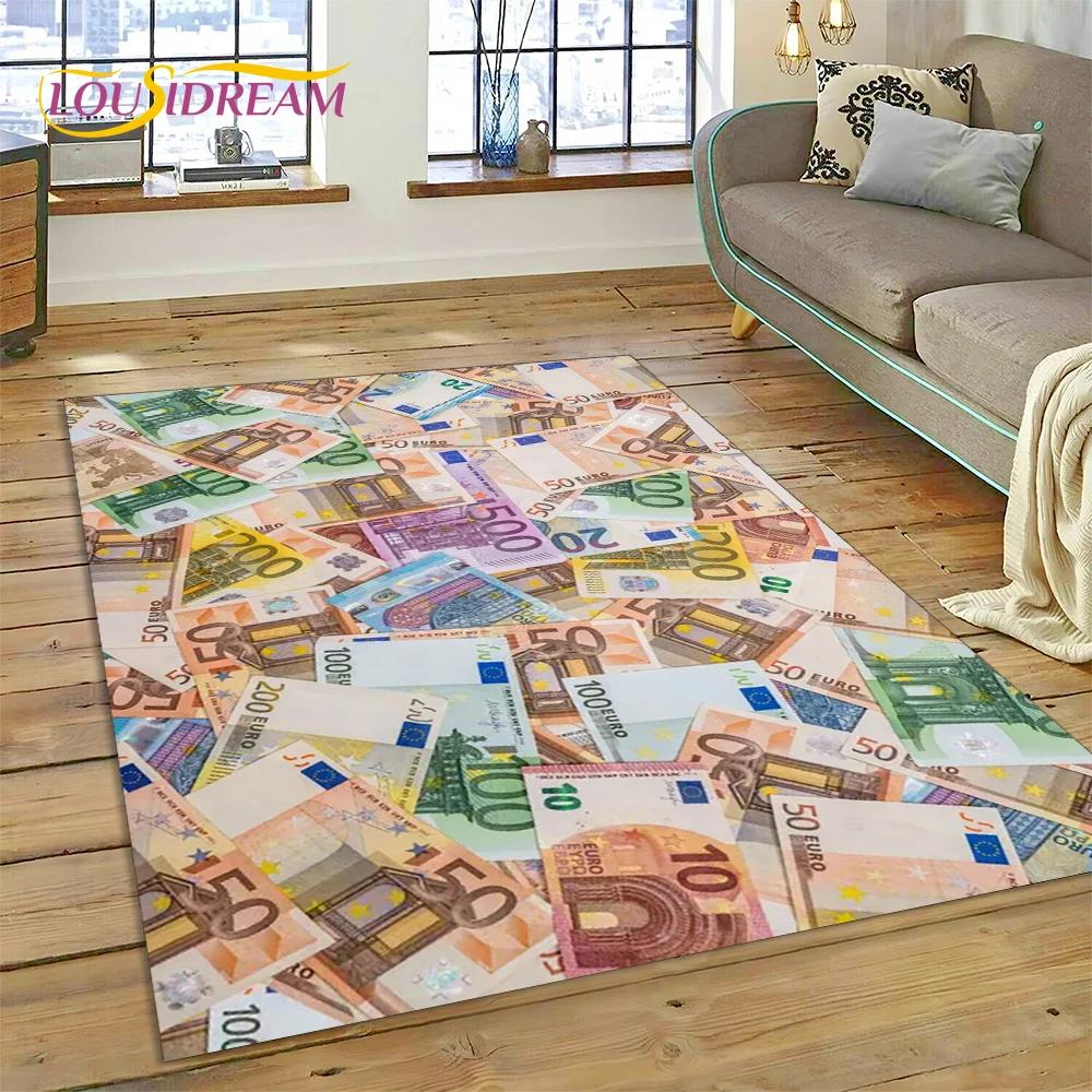 Rich Dollar Euro Pound Money 3D Cartoon Carpet Rug for Home Living Room Bedroom Sofa Doormat Decor,kids Play Non-slip Floor Mat