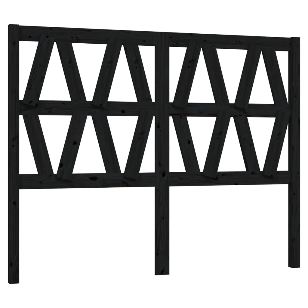 Headboard In Black 126 X 4 X 100 Cm Solid Pine Wood
