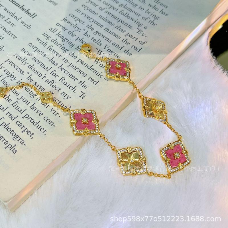 Buccellati Armband Kleeblatt Fünfblättrig Laser Diamant Doppelseitig Mädchen Retro Hof