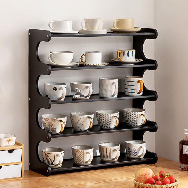 

Bamboo 5-Tier Cup Storage Organizer Rack