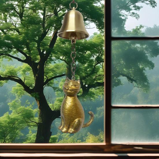 Cat Wind Chime Outdoor Kitten Design Wind Chime Garden Metal Cat Statue Hanging Memorial Ornament for Porch Decoration Cat Lovers Gift