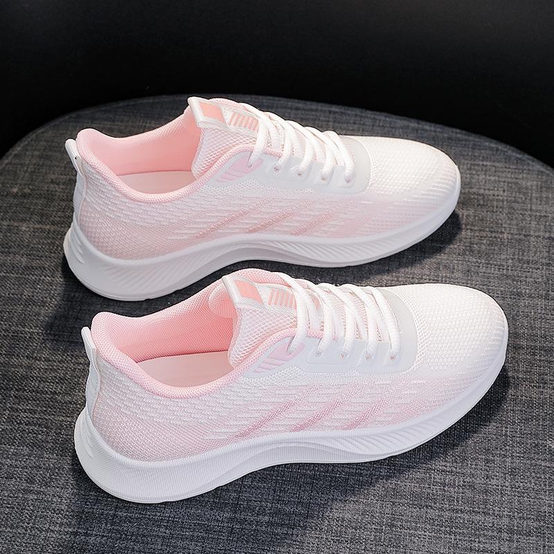 2026 Spring New Breathable Fly-woven Sneakers Women's Versatile Fly-woven Mesh Flat-bottomed Lightweight Running Shoes Female Students