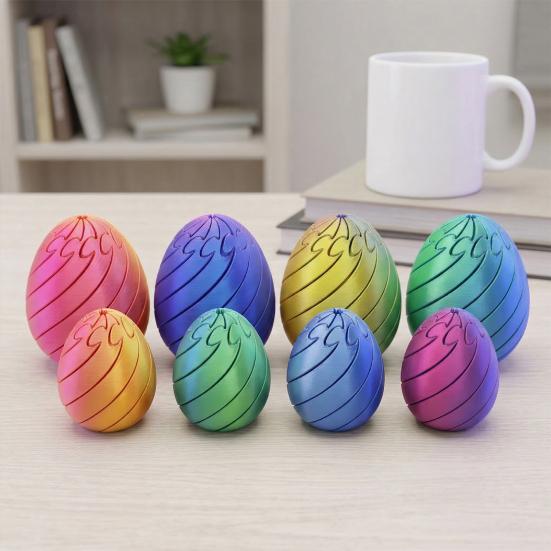 3D Printed Twisting Stress Relief Egg Toy Egg Toy Spiral Articulated Rotating Egg
