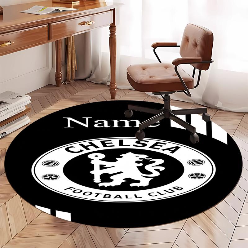 Custom Name Chelsea Football Club Printed Round Rug Carpet Chair Rug Area Rug Entryway Doormats,for Office Chair Living Room Bedroom Kitchen Room.